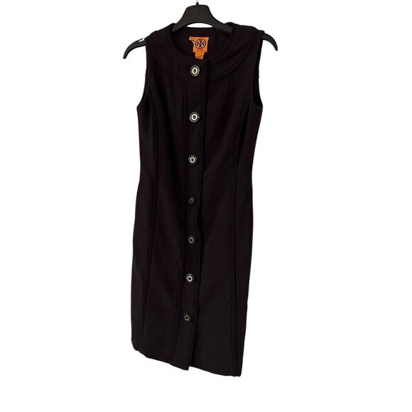 NEW TORY BURCH LOGO BUTTON WOOL BLEND KNIT MINI DRESS SZ 4 - Picture 1 of 3